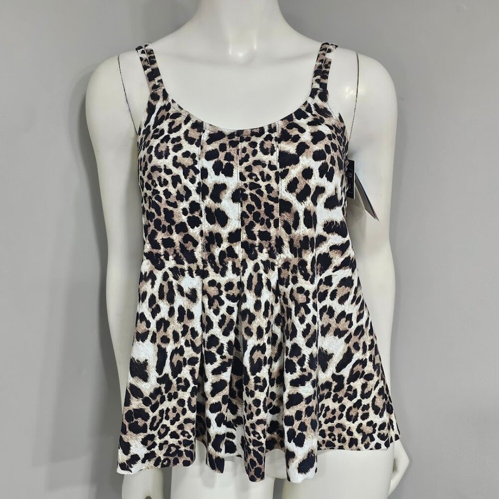 Swim Solutions Animal Print Pleat-Front Tankini Top - Picture 2 of 11